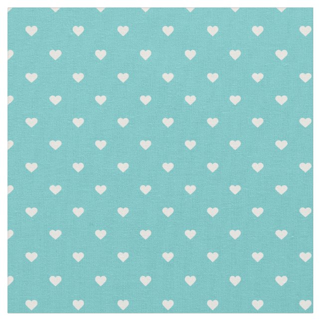 Tela Corazones de Punto de Polka Turquesa (De cerca)