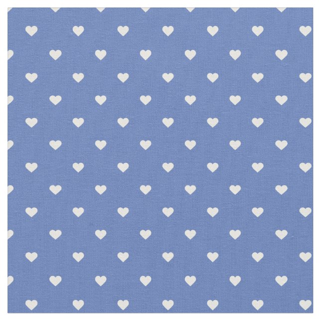 Tela Corazones de puntos de Polka azul (De cerca)