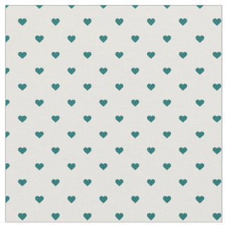 Tela Corazones de puntos de polka Verde azulada oscura