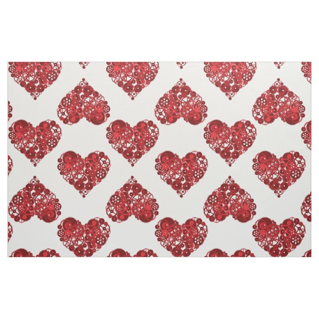 Tela Corazones de Steampunk Rojo ("Cuarto gordo" (fat quarter))