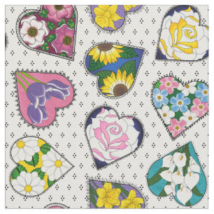 Tela Corazones Florales