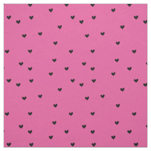 Tela Corazones negras rosadas