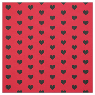 Tela Corazones Negros Modernos sobre Patrón Rojo de San