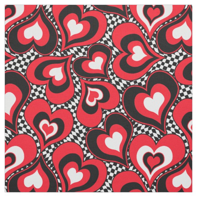 Tela Corazones, rojo, negro, blanco, El día de San Vale (Retal)