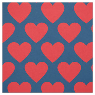 Tela Corazones Rojo y Azul