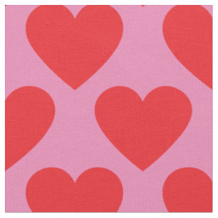 Tela Corazones Rojo y Rosa