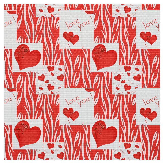 Tela corazones rojos, amor. (Retal)