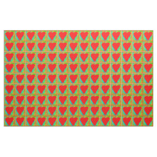 Tela corazones rojos en verde