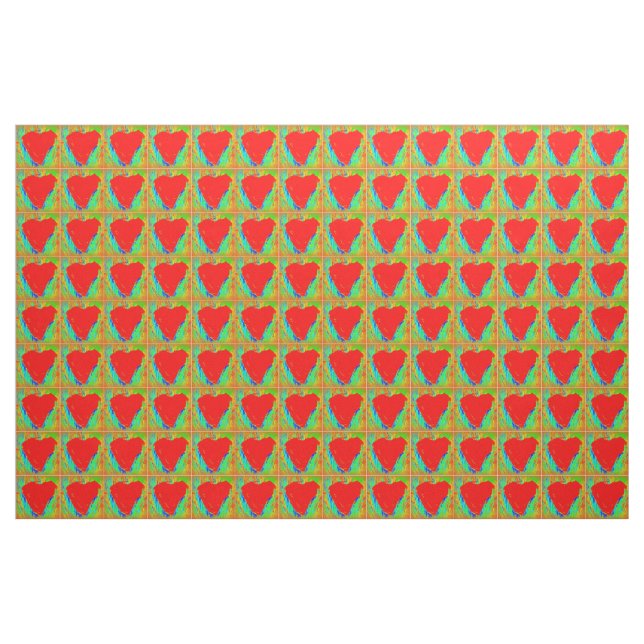 Tela corazones rojos en verde (Yarda)