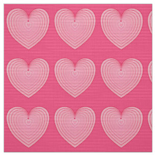 Tela Corazones rosados coral, fondo rosa más profundo