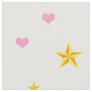 Tela Corazones rosados dispersos y estrellas amarillas 