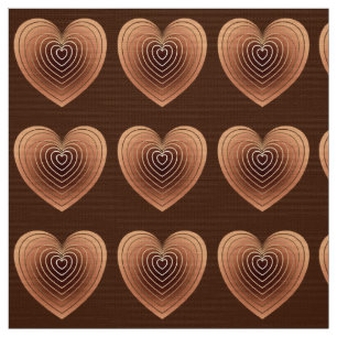 Tela Corazones satinados en chocolate marrón