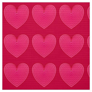 Tela Corazones satinados rosados, fondo rojo rosa