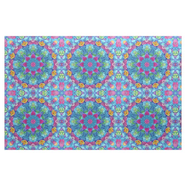 Tela Corazones violetas y caleidoscopio azul del ("Cuarto gordo" (fat quarter))