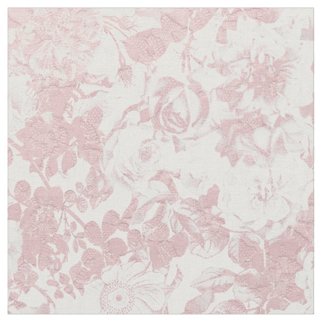 Tela Cordón floral blanco coralino rosado de moda (De cerca)