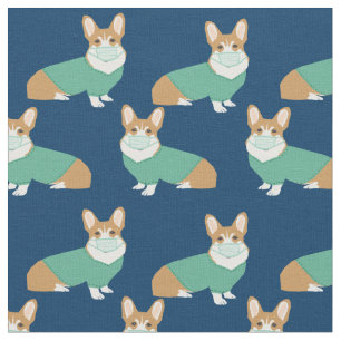Tela corgi en escarabajos enfermera azul marino