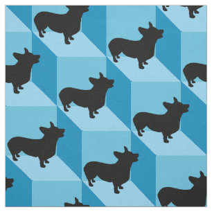 Tela Corgi en los cubos azules