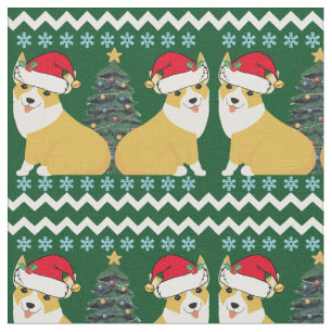 Tela Corgi Navidades Santa