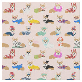 Tela corgis en trajes de perro rosa