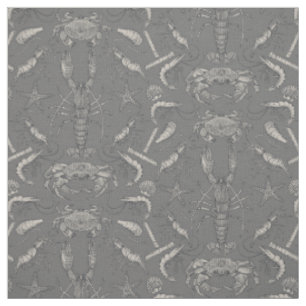 Tela cornwall crustaceans damask gris oscuro