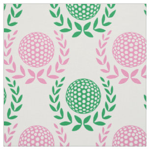 Tela Corona de Laurel Preppy Golf - Rosa y Verde