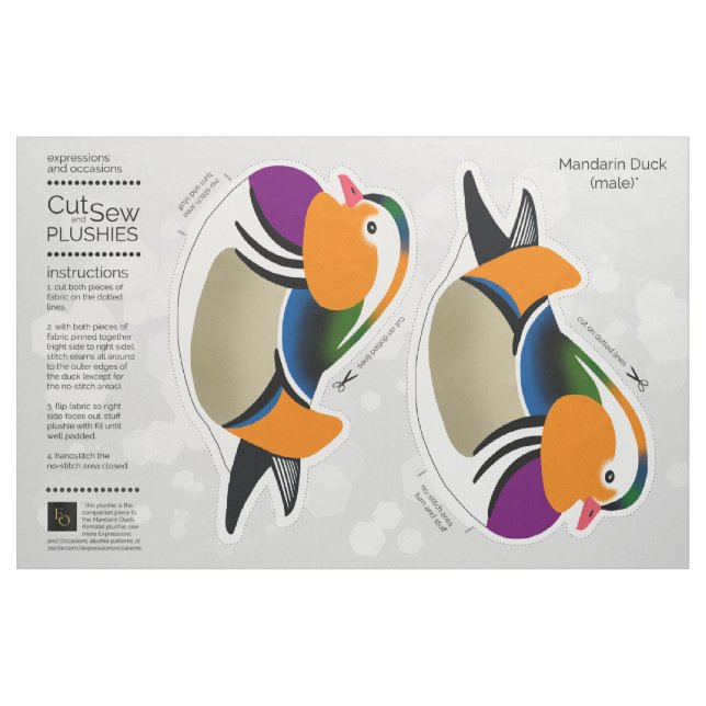 Tela Cortar y abrir un pato de mandarín macho ("Cuarto gordo" (fat quarter))