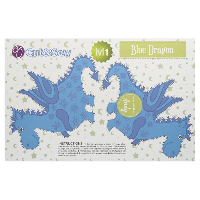 Tela Corte y cosa el dragón azul - proyecto fácil de ("Cuarto gordo" (fat quarter))