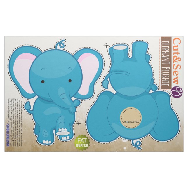 Tela Corte y cosa: Elefante azul ("Cuarto gordo" (fat quarter))