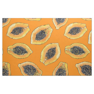 Tela Cortes de Papaya en naranja