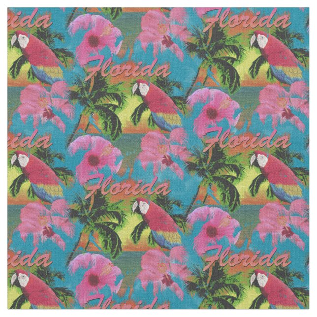 Tela Costa Tropical de Verano Florida (De cerca)