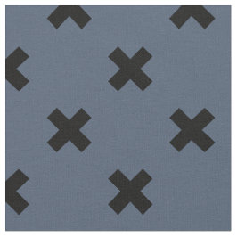 Tela Costillas cruzadas negras en azul-gris