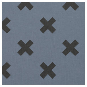 Tela Costillas cruzadas negras en azul-gris
