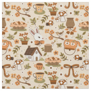 Tela cottagecore conejo de pascua beige