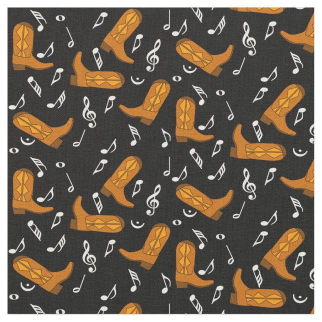 Tela Cowboy Boots Music Notes (De cerca)