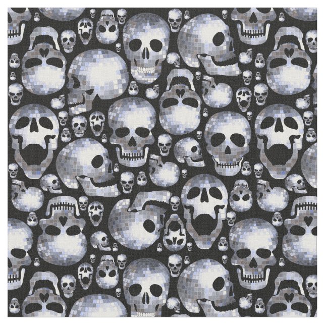 Tela cráneo de bola disco espejo de halloween (De cerca)