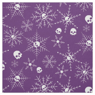 Tela Cráneo de miedo Creepmas Navidades Snowflakes Purp