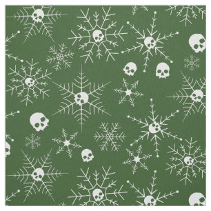 Tela Cráneo espeluznante Creepmas Navidades Snowflakes 