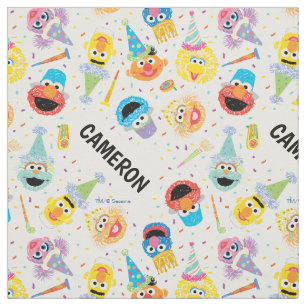 Tela Crayon Amigos de Sesame Patrón de Fiesta