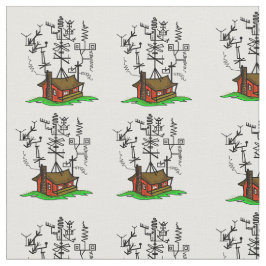 Tela Crazy Ham Radio House Fabric