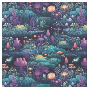 Tela Crea tu propio bosque mágico floral multicolor