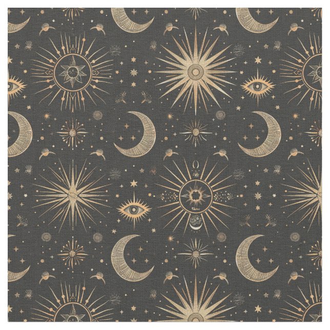 Tela Crea tu propio ojo mágico negro y dorado (De cerca)