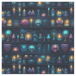 Tela Crea tus propias velas ocultistas y calaveras azul