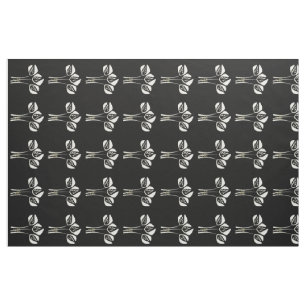 Tela Crema Cuta Negro Art Decó Estilo Tulipán Tejido