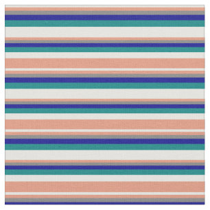 Tela Crema de menta, salmón oscuro, gris, azul oscuro y