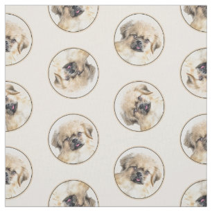 Tela Crema de pintura española tibetana y arte de perro