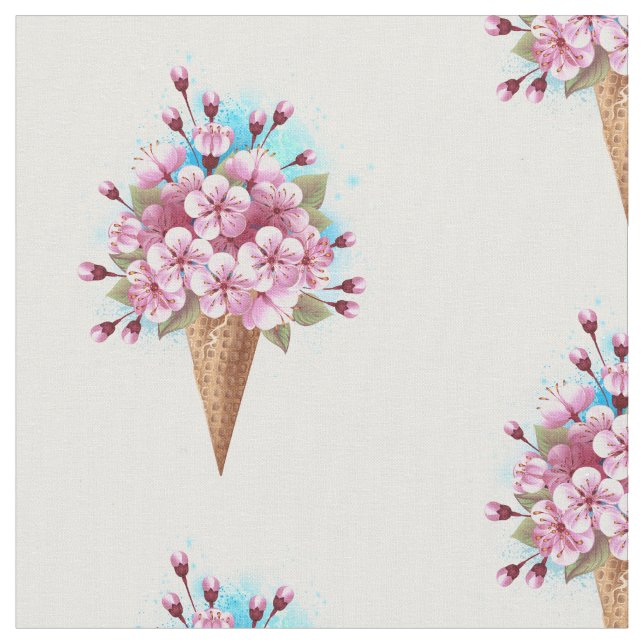 Tela Crema rosa de hielo Sakura Waffle Cone (De cerca)