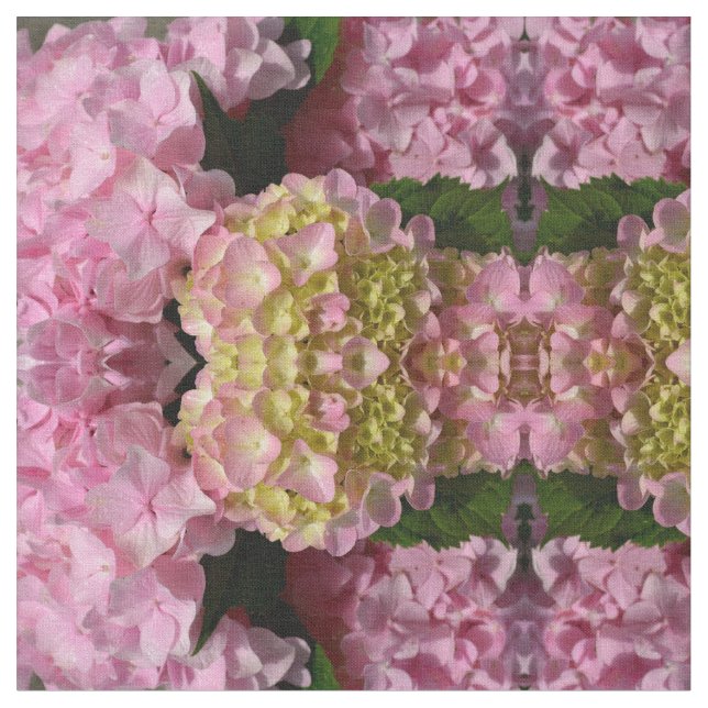 Tela Crema rosa Hydrangeas amarillo rosa verde floral (De cerca)
