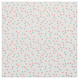 Tela Crema, rosa, Naranja, puntos de polka amarillos y 