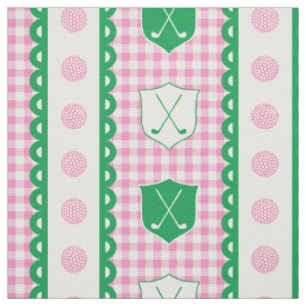 Tela Crest de golf preppy a cuadros - Rosa y verde