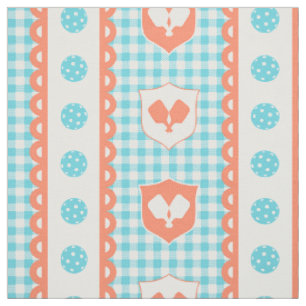 Tela Crest de Pickleball Preppy Gingham Coral y Turques